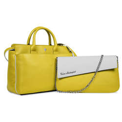 TAGLIO BAG Yellow Business Bag with White Saffiano insert