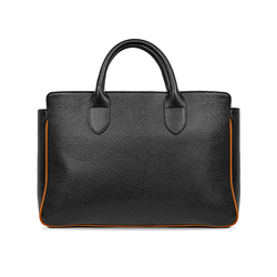 TAGLIO BAG Black Business Bag with Orange Saffiano insert