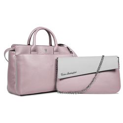 TAGLIO BAG Pink Business Bag with White Saffiano insert