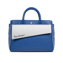 TAGLIO BAG Blue Business Bag with White Saffiano insert