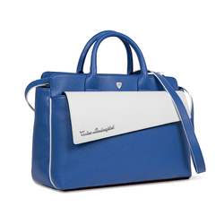 TAGLIO BAG Blue Business Bag with White Saffiano insert