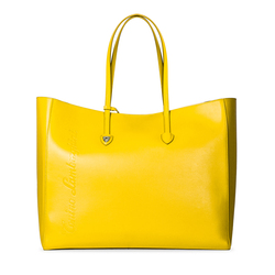 Day by Day leather shopping bag yellow/fuchsia