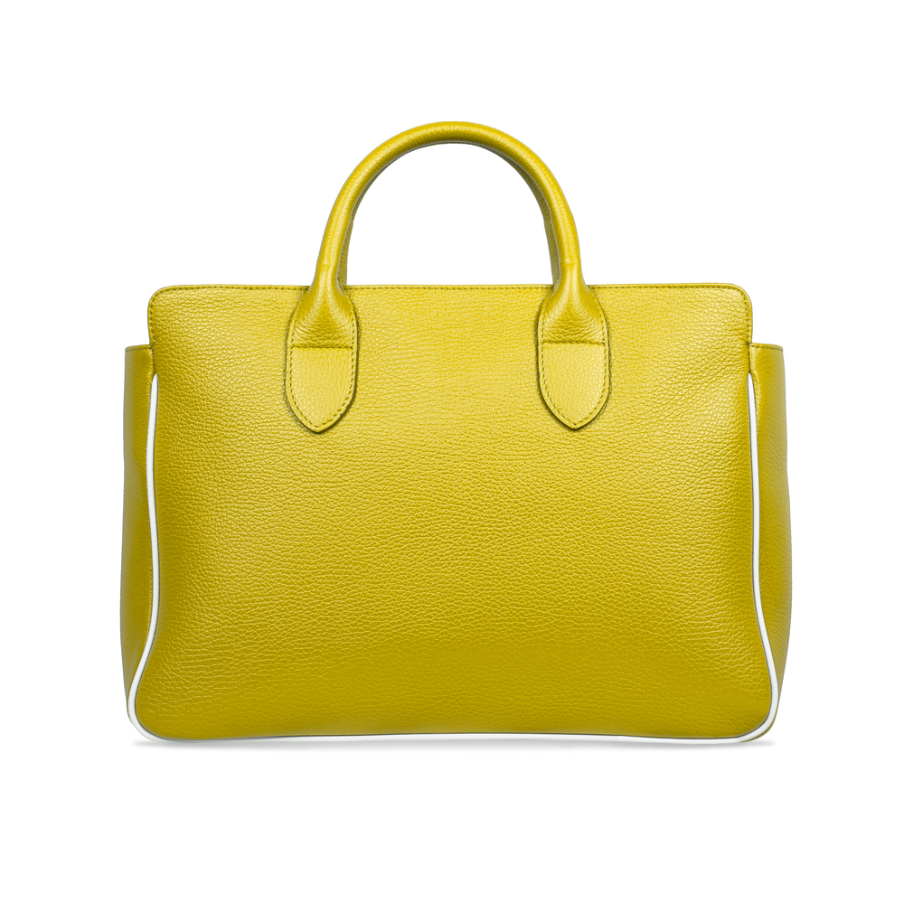 TAGLIO BAG Yellow Business Bag with White Saffiano insert