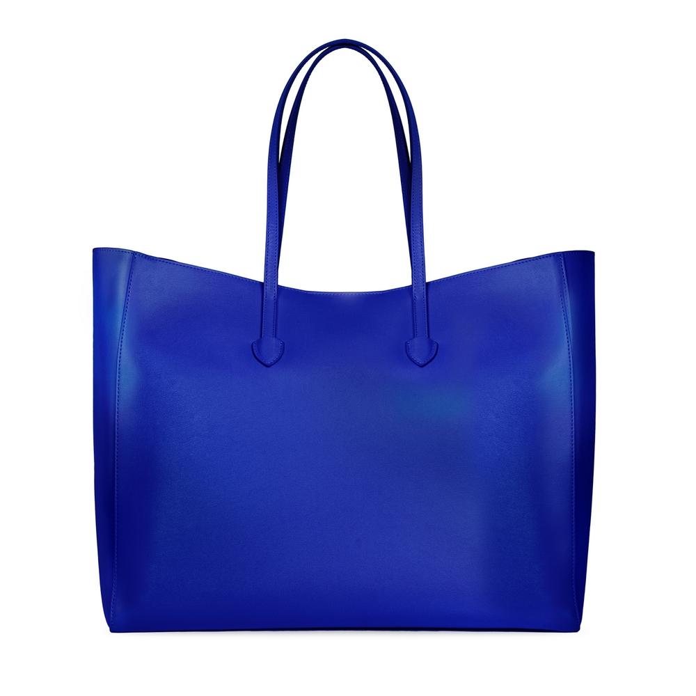 Day by Day leather shopping bag electric blue/mandarin
