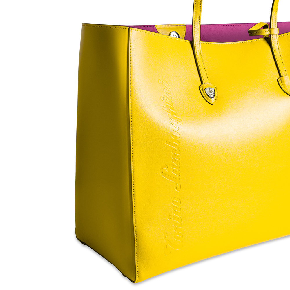Day by Day leather shopping bag yellow/fuchsia